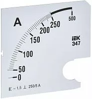 Шкала сменная для амперметра Э47 250/5А-1.5 96х96мм IEK IPA20D-SC-0250