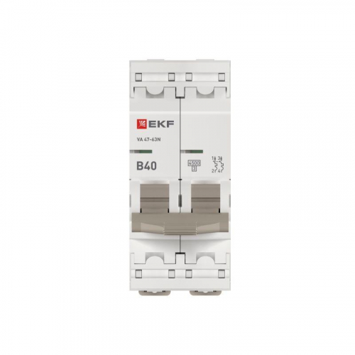 Выключатель автоматический 2п B 40А 4.5кА ВА 47-63N PROxima EKF M634240B фото 4