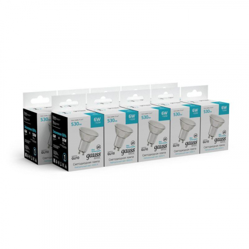 Лампа светодиодная Basic 6Вт MR16 софит 4000К нейтр. бел. GU10 530лм GAUSS 10106262 фото 2