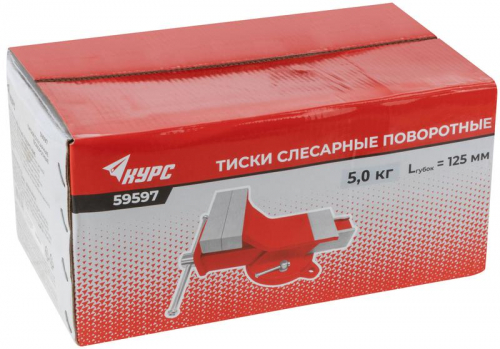Тиски слесарные поворотные стальные 125мм (5кг) КУРС 59597 фото 3