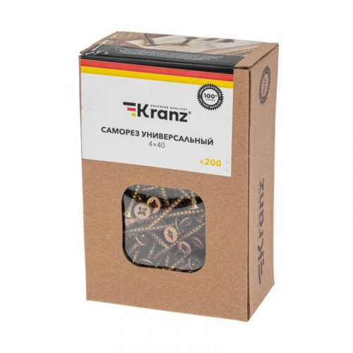Саморез универсальный 4х40 желт. цинк (уп.200шт) Kranz KR-01-3311-029 фото 4