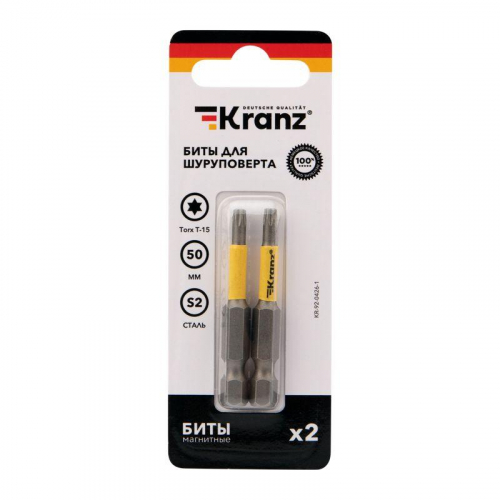 Бита для шуруповерта Torx T15х50мм (уп.2шт) Kranz KR-92-0426-1 фото 3