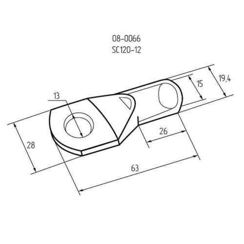Наконечник кольцевой ТМЛ DIN 120-12 НК d13мм 120кв.мм (уп.50шт) Rexant 08-0066 фото 2
