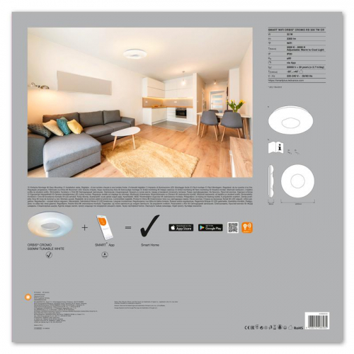 Светильник светодиодный SMART WIFI ORBIS CROMO RD 500 TW CR LEDVANCE 4058075486485 фото 5