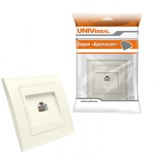 Розетка компьютерная 1-м СП Бриллиант сл. кость UNIVersal 7948820 фото 3