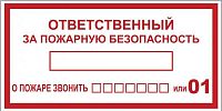 Наклейка "Ответственный за пожарную безопасность" B03 100х200мм PROxima EKF an-4-05