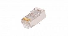 Коннектор RJ45 (8P8C) под витую пару кат.5E (класс D) экранир. 100МГц покрытие 3мкд универс. ножи для проводников 0.47-0.51мм (уп.100шт) NETLAN EC-UP8P8C-SD-003-TR-100