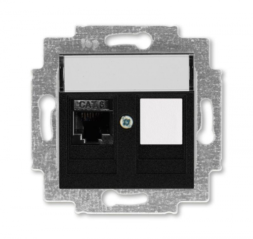 Розетка информационная Levit RJ45 кат. 6 и заглушка антрацит ABB 2CHH296117A6063