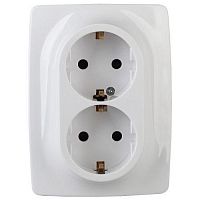 Розетка 2-м СП Эра12 12-2116-01 16А IP20 16AX 250В 2х2P+E Schuko винт бел. Эра Б0029238
