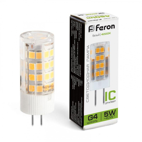 Лампа светодиодная LB-432 5Вт JCD 4000К G4 230В FERON 25861