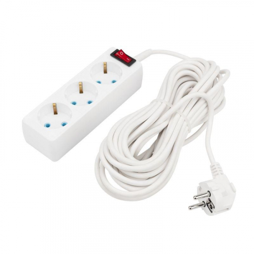 Удлинитель 3х10м с заземл. 6А IP20 ПВС 3х0.75 с выкл. бел. PROCONNECT 11-7207