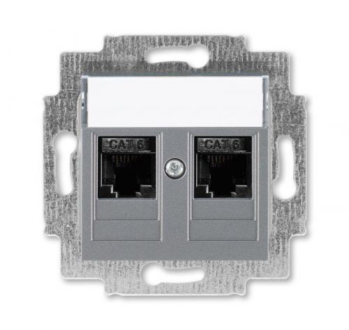 Розетка информационная Levit двойная 2хRJ45 кат. 6 сталь ABB 2CHH296118A6069