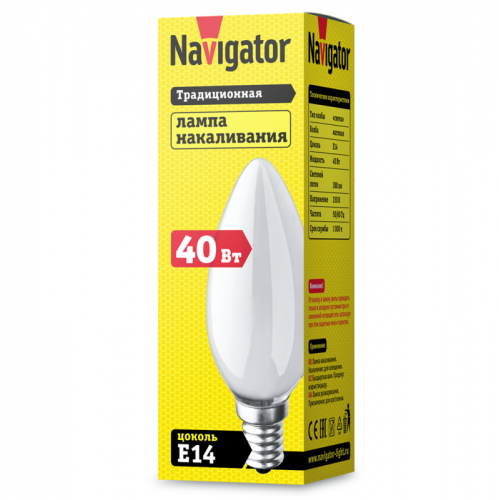 Лампа накаливания 94 308 NI-B-40-230-E14-FR Navigator 94308 фото 2