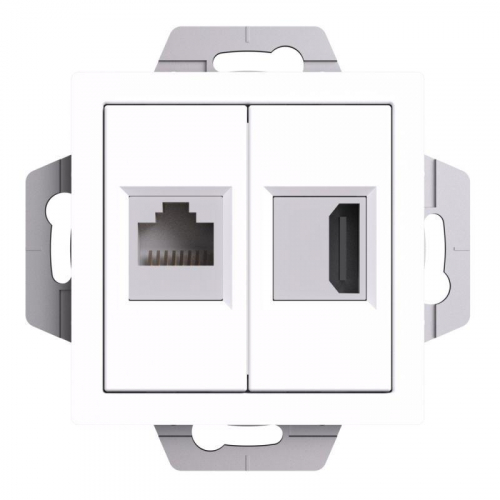 Розетка 2-м AtlasDesign HDMI+RJ45 кат.5E механизм бел. SE ATN000182 фото 3