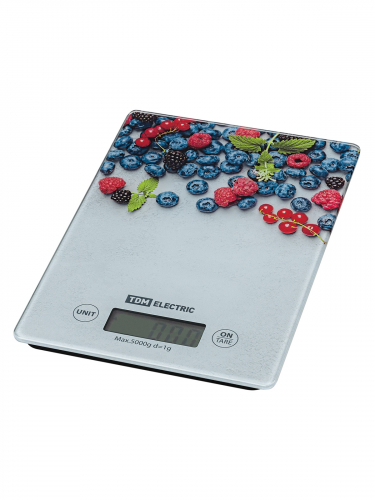 Весы электронные кухонные "Ягоды", стекло, деление 1 г, макс. 5 кг, TDM фото 2