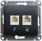 Розетка компьютерная 2-м Glossa RJ45 кат.5E механизм антрацит SE GSL000785KK