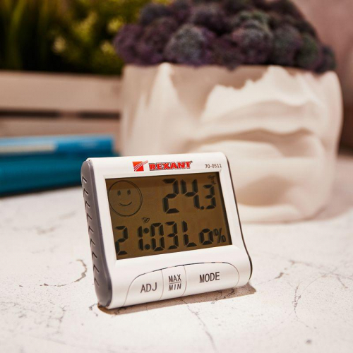 Термогигрометр комнатный с часами и функцией будильника (блист.) Rexant 70-0511 фото 3