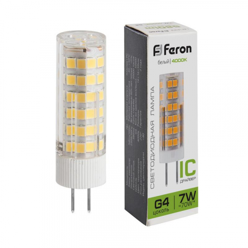 Лампа светодиодная LB-433 7Вт JCD 4000К G4 230В FERON 25864