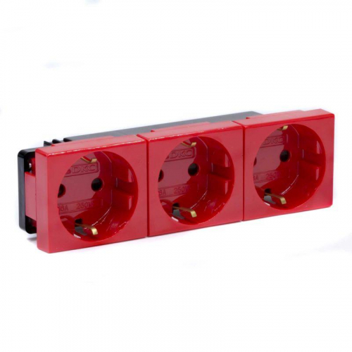 Розетка 3-м Viva 16А IP20 красн. DKC 45013 фото 2