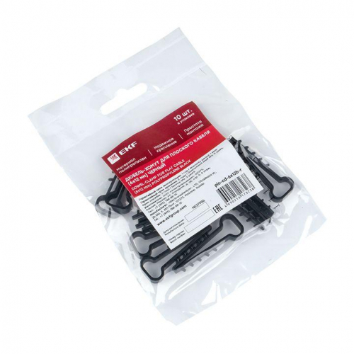 Дюбель-хомут d6х12мм для плоского кабеля черный (уп.10шт) PROxima EKF plc-cd-6х12b-r фото 2