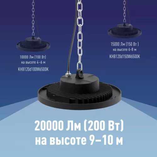 Светильник светодиодный UFO HIgh Bay 200Вт 6500К 174-265В для высоких пролетов КОСМОС KHB120d200W6500K фото 6