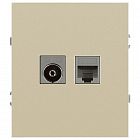 Розетка комбинированная СП Arktik RJ45 + TV 16А IP20 250В шампань Эра Б0070497