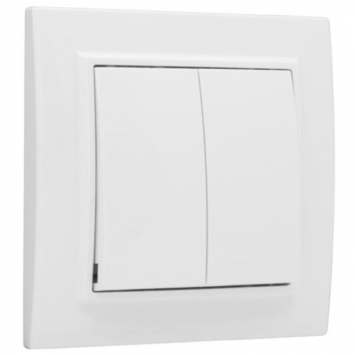 Выключатель 2-кл. СП Минск 10А IP20 бел. Basic EKF ERV10-023-10 фото 2