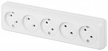 Розетка 5-м ОП Quadro 2-209-01 16А IP20 5х2P 250В без заземл. бел. Intro Б0053847