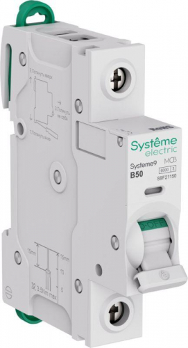 Выключатель автоматический 1п B 50А 6кА Systeme9 230В SE S9F21150