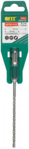 Бур по бетону SDS PLUS с двойн. резьбой 5х160мм FIT 32912 фото 3