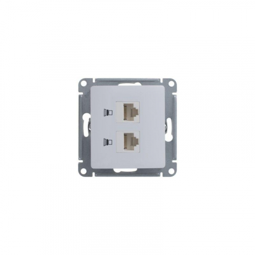 Розетка компьютерная 2-м Glossa RJ45 кат.5E механизм бел. SE GSL000185KK фото 3