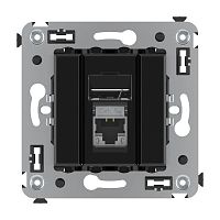 Розетка компьютерная 1-м СП Avanti "Черный квадрат" RJ45 кат.5E экранир. DKC 4402363