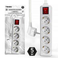 Удлинитель 4х5м с заземл. с выкл. 10А 3х1.5 TOKOV ELECTRIC TKL-C01-BU4-5-1.5-ZV