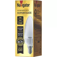 Лампа светодиодная 80 545 NLL-C37-6-230-2.7K-E14-FR-SV 6Вт свеча матовая 2700К тепл. бел. E14 540лм 176-264В Supervision Navigator 80545