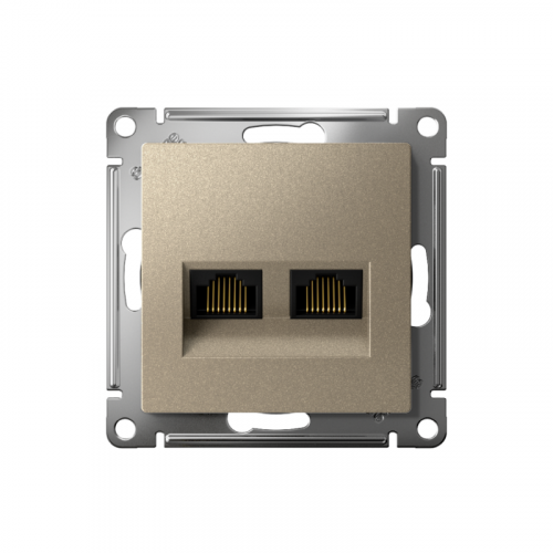Розетка компьютерная 2-м AtlasDesign RJ45 кат.5E механизм шампань SE ATN000585 фото 2