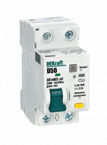 Выключатель автоматический дифференциального тока АВДТ 1Р+N 50А 30мА тип AC х-ка D ДИФ-103 4.5кА Sche 16066DEK