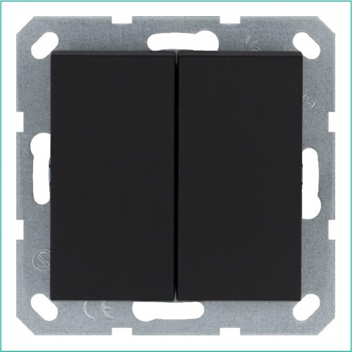 Переключатель проходной 2-кл. 10А IP20 механизм черн. матов. soft touch Jasmart G3022PB