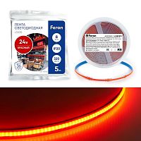 Лента светодиодная LS530 320SMD(2110) 8Вт/м 24В 5000х8х1.8мм IP20 красн. (уп.5м) FERON 48266