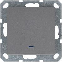 Переключатель проходной 1-кл. 10А IP20 с подсветкой механизм алюм. Jasmart G3012NS