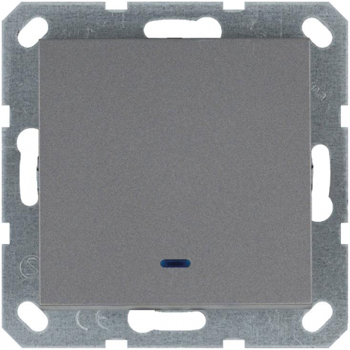 Переключатель проходной 1-кл. 10А IP20 с подсветкой механизм алюм. Jasmart G3012NS