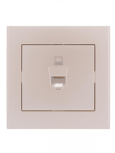 Розетка компьютерная 1-м СП Rain RJ45 жемчуж./бел. перламутр. LEZARD 703-3030-139
