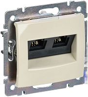 Розетка компьютерная 2-м СП Valena RJ45 кат.6 UTP на захватах механизм сл. кость IEK 774147