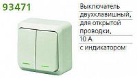 Выключатель 2-кл. ОП Fazenda 10А IP20 с индикацией бел. POWERMAN 1162253