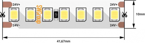 Лента светодиодная ПРО 2835 168LED/м 17.3Вт/м нейтр. бел. 24В IP20 (уп.5м) SWG PRO 00-00005268 фото 4