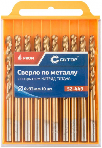 Сверло по металлу ПРОФИ/Profi 6х93мм с титан. покрытием (уп.10шт) Cutop 52-449 фото 3