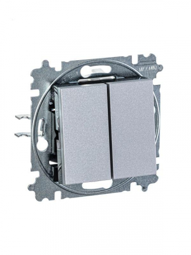 Выключатель 2-кл. СП Levit IP20 серебр./дым. черн. ABB 2CHH590545A6070 фото 3