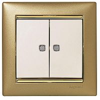 Выключатель 2-кл. СП Valena 10А IP31 250В с 2 оранж. индикацией механизм сл. кость Leg 774113