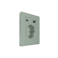 Розетка 1-м СП Systeme Infinity 16А IP20 250В с заземл. и заряд. устр. USB А+С 20Вт защ. шторки таежное утро SE FSE000832