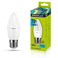 Лампа светодиодная LED-C35-7W-E27-4K 7Вт свеча матовая 4000К бел. E27 220-240В Ergolux 13298
