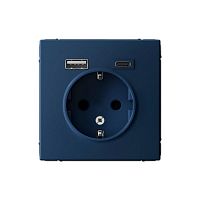 Розетка ArtGallery 16А с 2-мя заряд. устройствами USB A+C 5В/2.4А/3А 2х5В/1.5А механизм аквамарин SE GAL001132